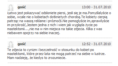 Komentarze dotyczce akcji